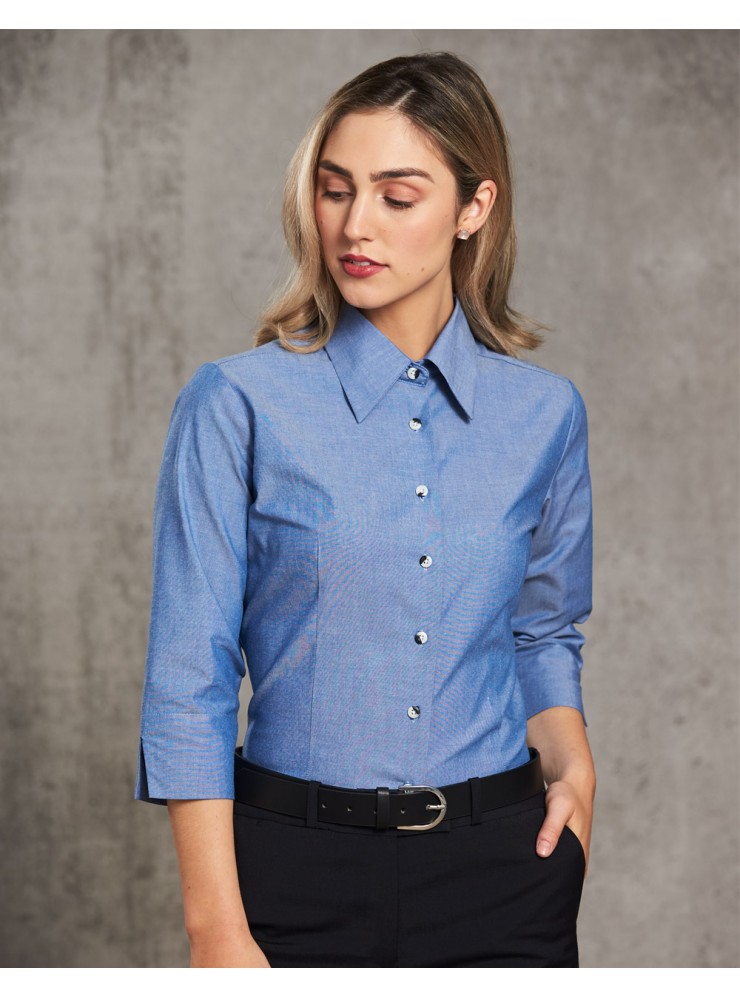 BS04 Ladies' Chambray 3/4 Sleeve