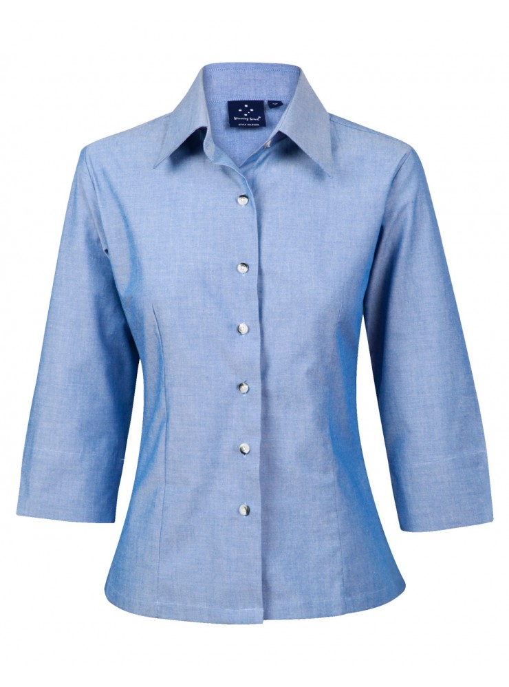 BS04 Ladies' Chambray 3/4 Sleeve