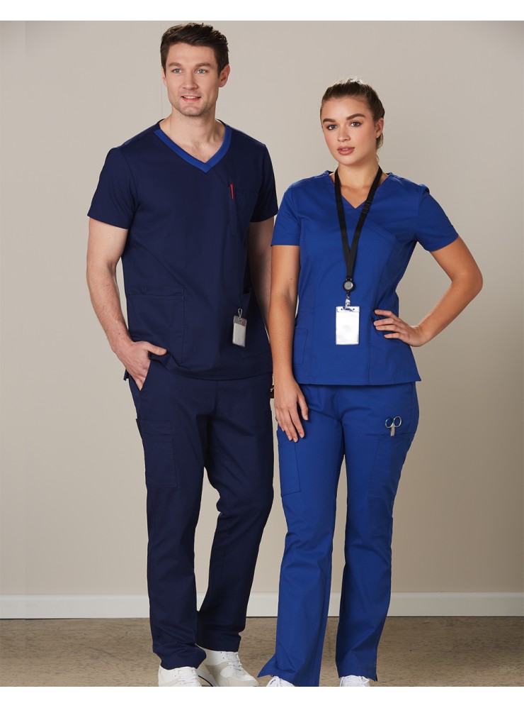 M7650 MENS V-NECK CONTRAST TRIM SCRUB TOP