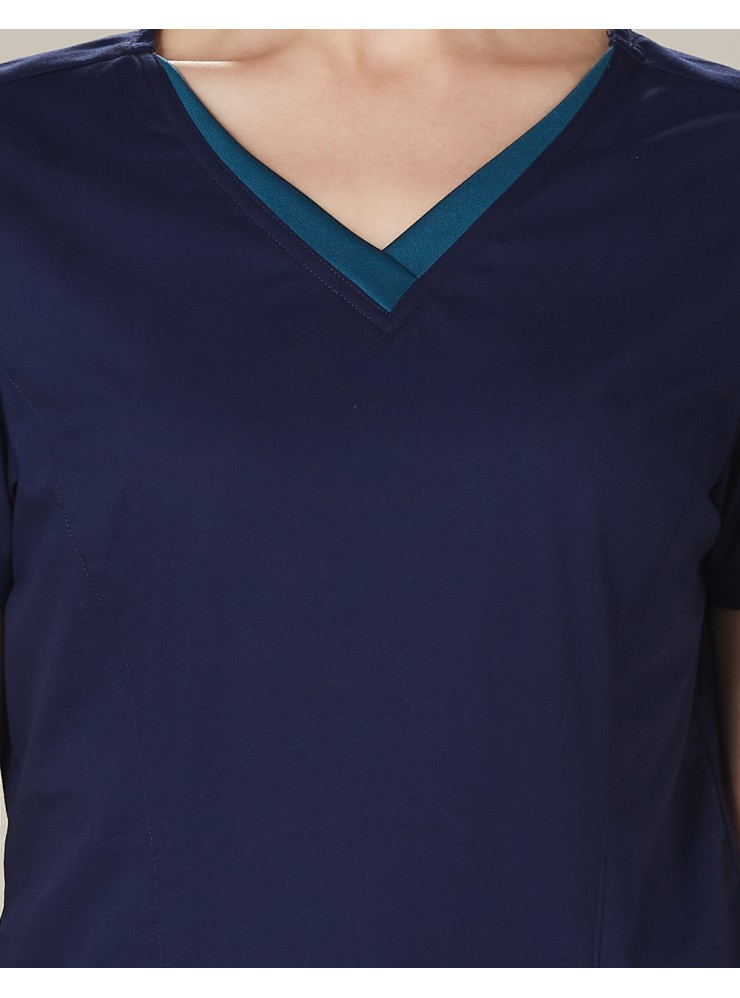 M7660 LADIES V-NECK CONTRAST TRIM SCRUB TOP