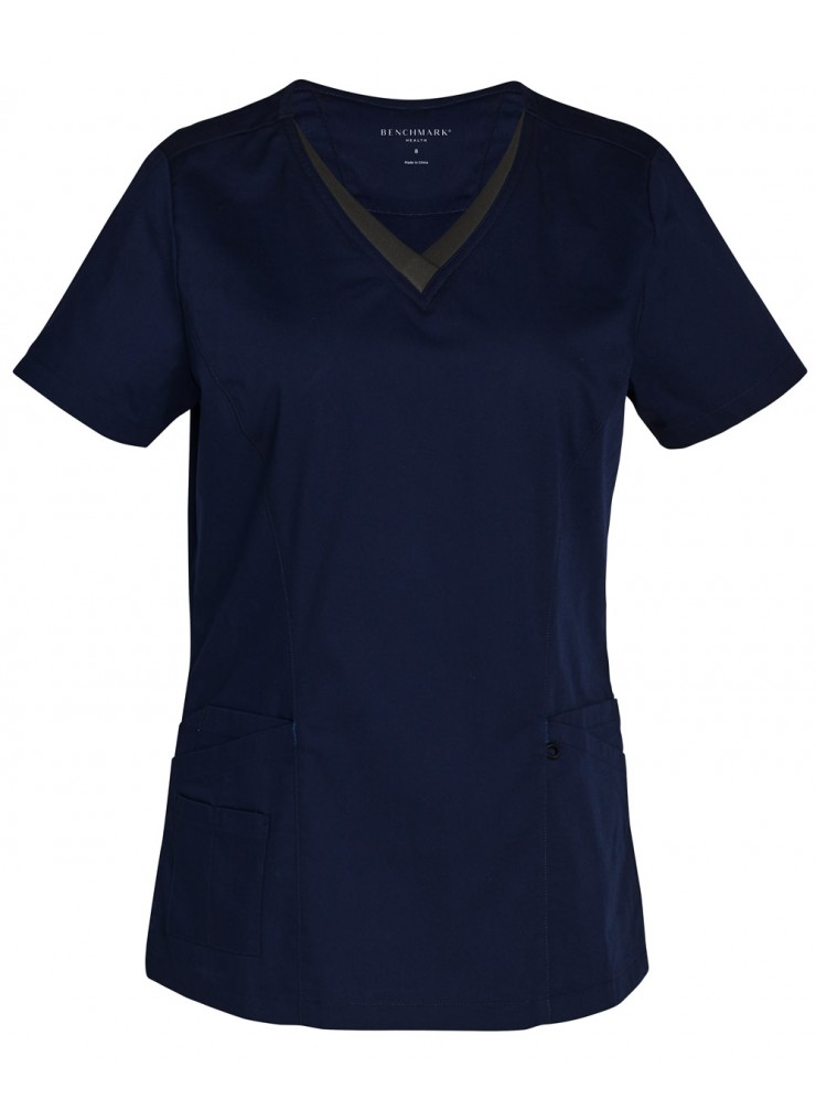 M7660 LADIES V-NECK CONTRAST TRIM SCRUB TOP