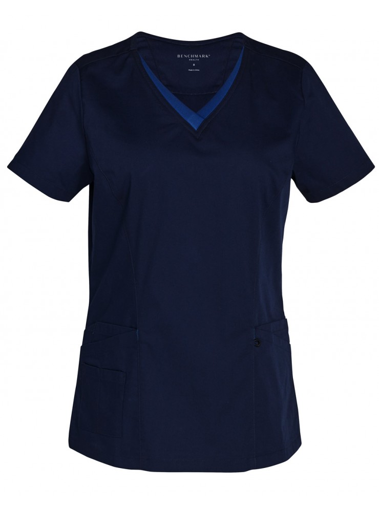 M7660 LADIES V-NECK CONTRAST TRIM SCRUB TOP