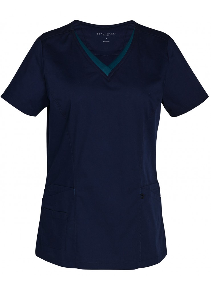 M7660 LADIES V-NECK CONTRAST TRIM SCRUB TOP