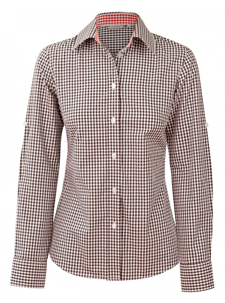 M8330L Ladies' Gingham Check Long Sleeve Shirt