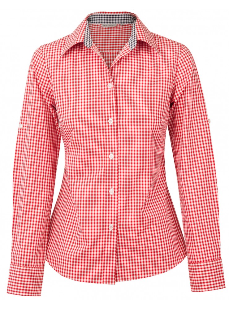 M8330L Ladies' Gingham Check Long Sleeve Shirt