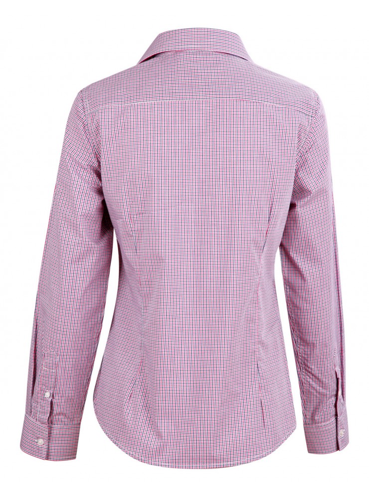 M8340L Ladies' Two Tone Mini Gingham Long Sleeve Shirt