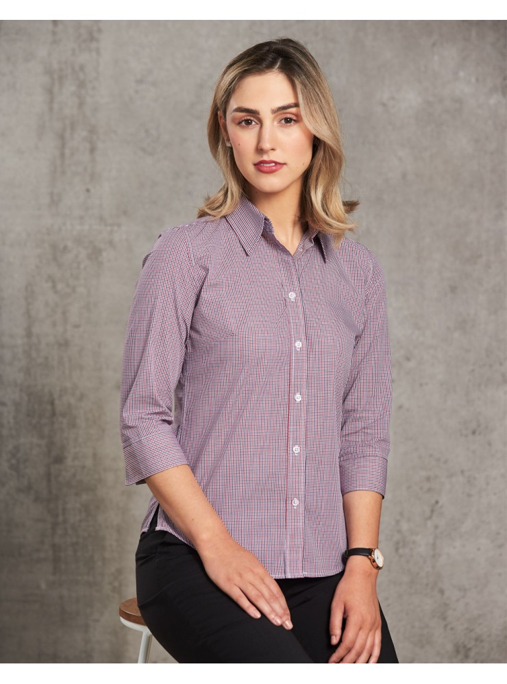 M8340Q Ladies' two tone Mini Gingham 3/4