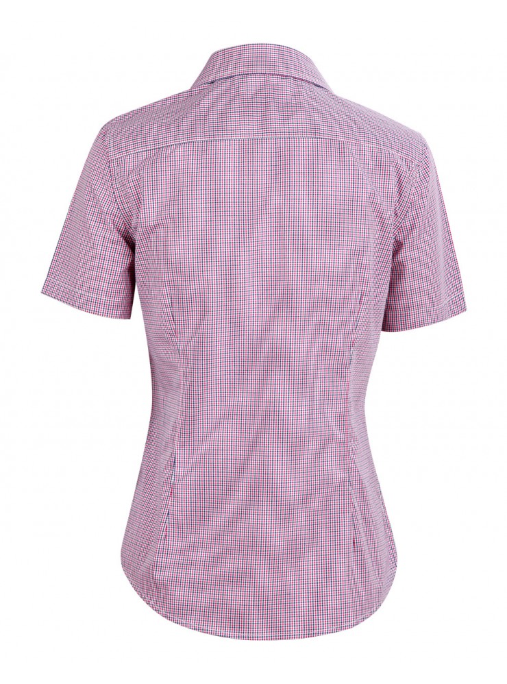 M8340S Ladies' Two Tone Mini Gingham Short Sleeve Shirt