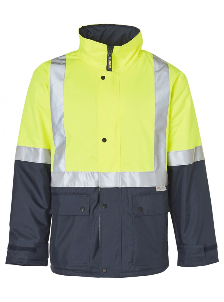 SW28A HI-VIS TWO TONE RAIN PROOF JACKET WITH QUILT LINING