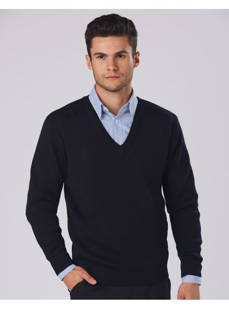 WJ01 V Neck Wool/Acrylic Knit Jumper