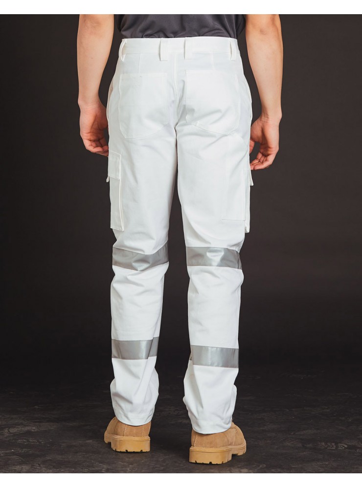 WP18HV Mens White Safety pants with Biomotion Tape Configuration